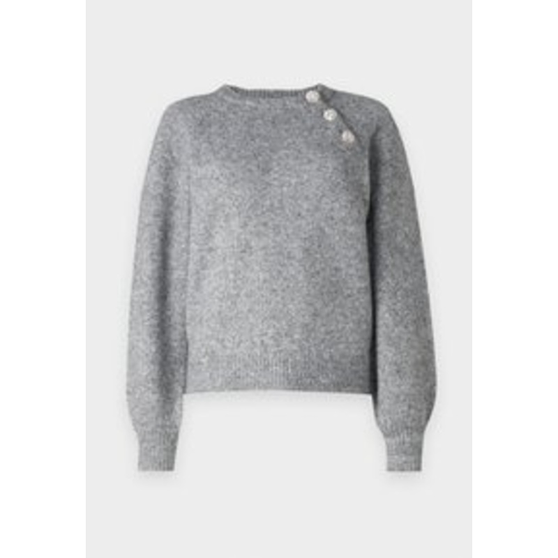 ONLY ONLLAUREN O NECK BUTTON – Strickpullover – medium grey/grau-meliert