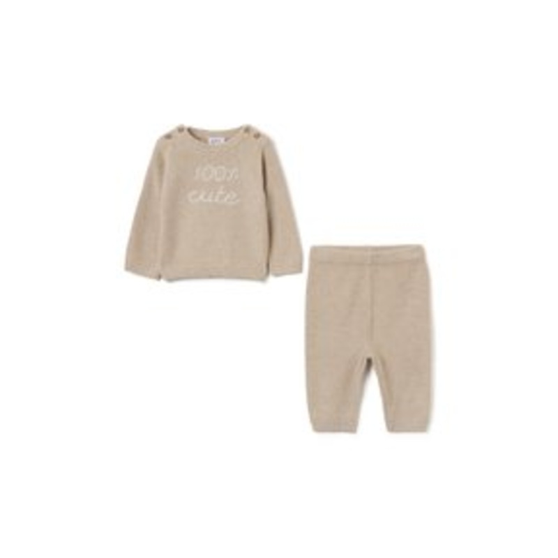 OVS SET IN PURE WITH EMBROIDERY – Strickpullover – light beige/beige