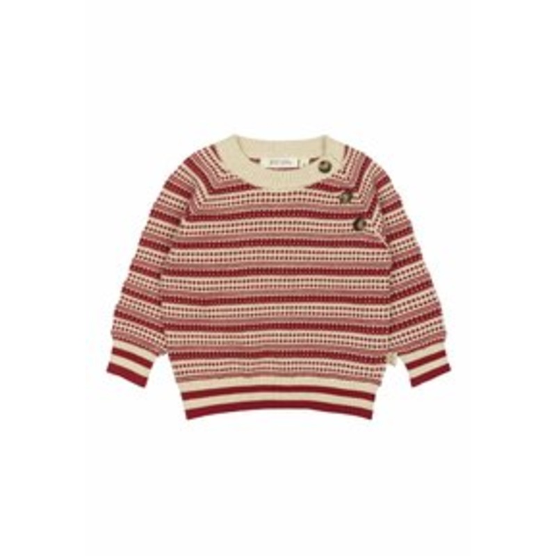 Petit Piao DIRCH NORDIC – Strickpullover – dark off white biking red/rot