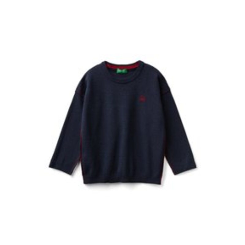 United Colors of Benetton CREW NECK WITH EMBROIDERY – Strickpullover – blue/blau