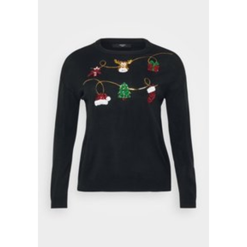 Vero Moda Curve VMCGLITTER O-NECK XMAS BOX CUR – Strickpullover – black/schwarz