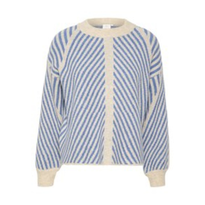 Kaffe KAVERA – Strickpullover – beige cornflower stripe/beige