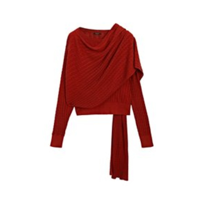 Massimo Dutti CABLE-KNIT WITH SCARF DETAIL – Strickpullover – red/rot