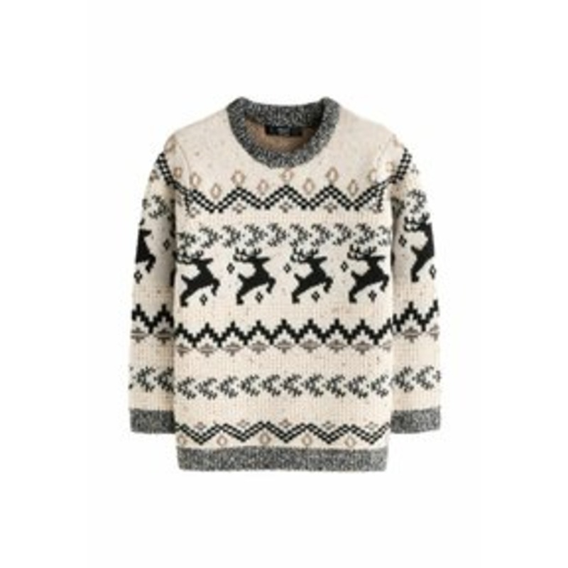 Next CHRISTMAS-REGULAR FIT – Strickpullover – ecru fairisle/beige