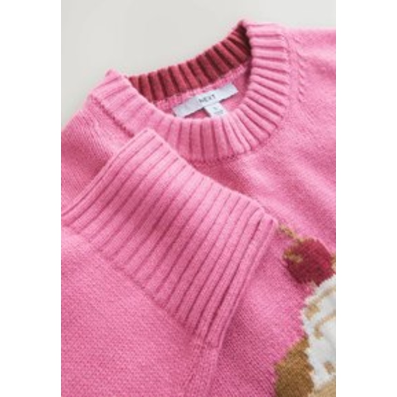 Next Strickpullover – bright pink pie graphic/pink
