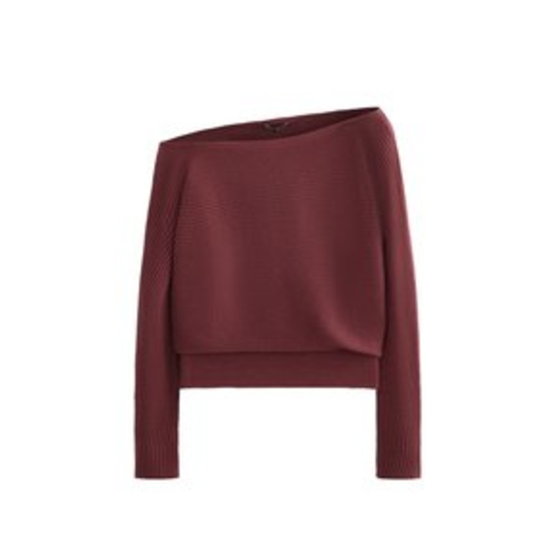 OYSHO OFF-THE-SHOULDER RIB KNIT – Strickpullover – mauve