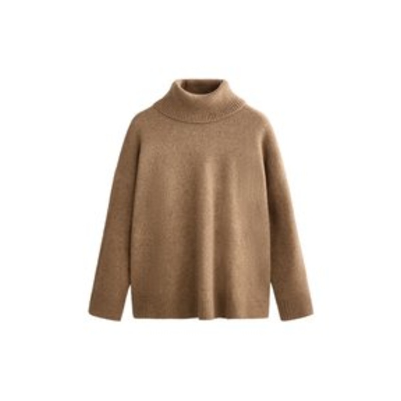 OYSHO OVERSIZE SOFT POLO NECK – Strickpullover – brown/braun