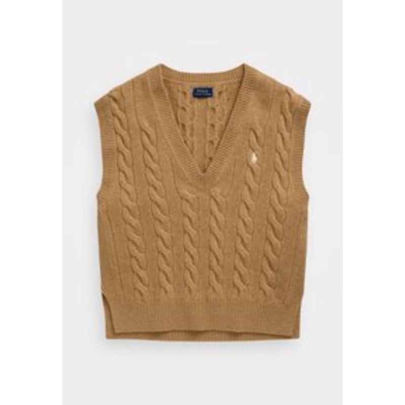 Polo Ralph Lauren CABLE-KNIT CASHMERE SLEEVELESS JUMPER – Strickpullover – collection camel melange/camel
