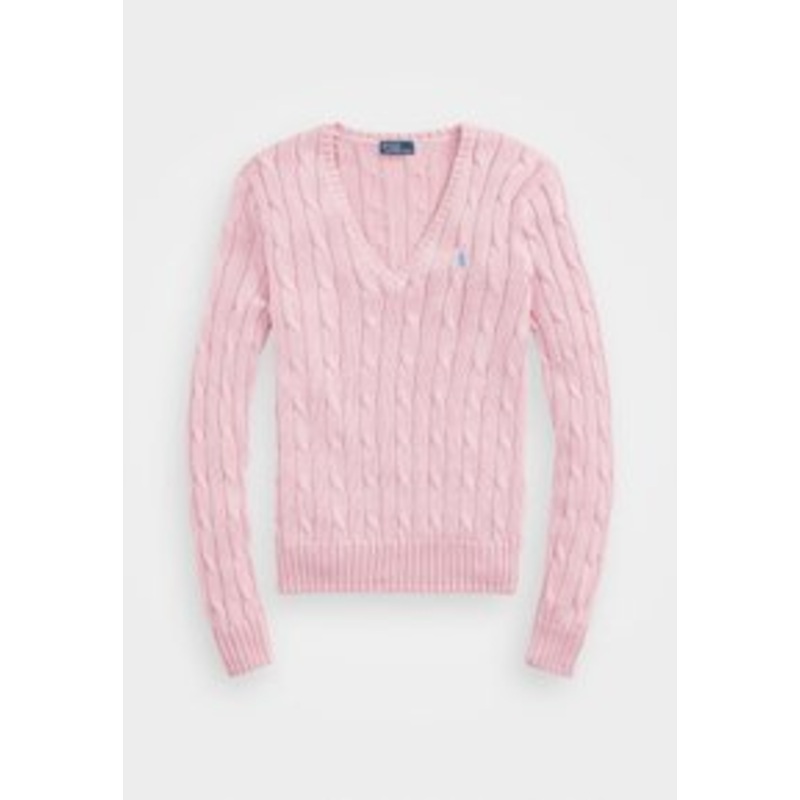 Polo Ralph Lauren CABLE-KNIT COTTON V-NECK SWEATER – Strickpullover – carmel pink/rosa