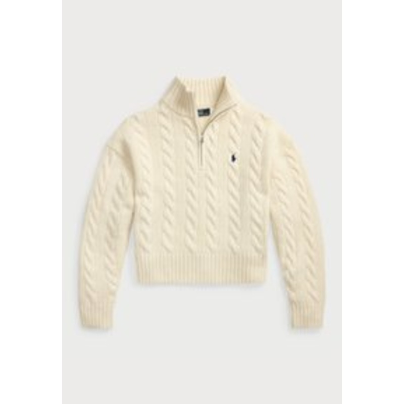 Polo Ralph Lauren CABLE WOOL CASHMERE HALF ZIP SWEATER – Strickpullover – authentic cream/offwhite