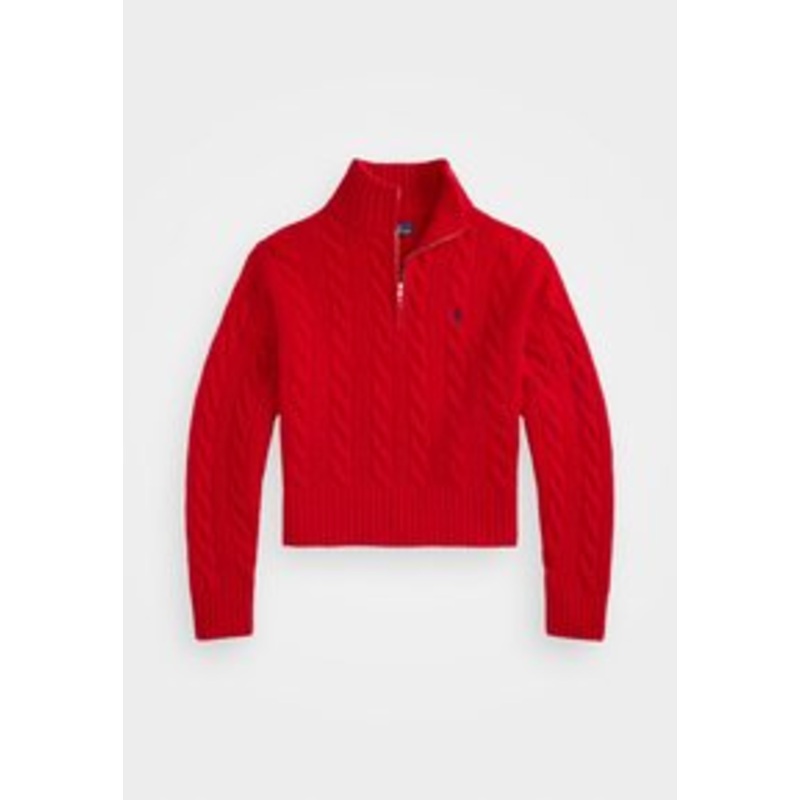 Polo Ralph Lauren CABLE WOOL CASHMERE HALF ZIP SWEATER – Strickpullover – red/rot