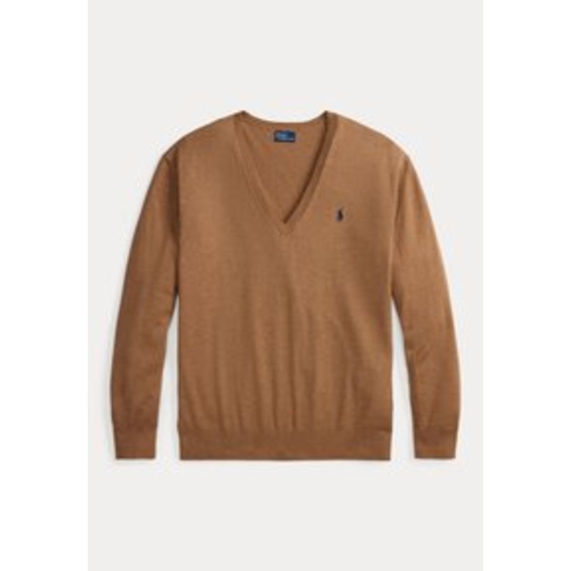 Polo Ralph Lauren COTTON V-NECK SWEATER – Strickpullover – camel melange/camel