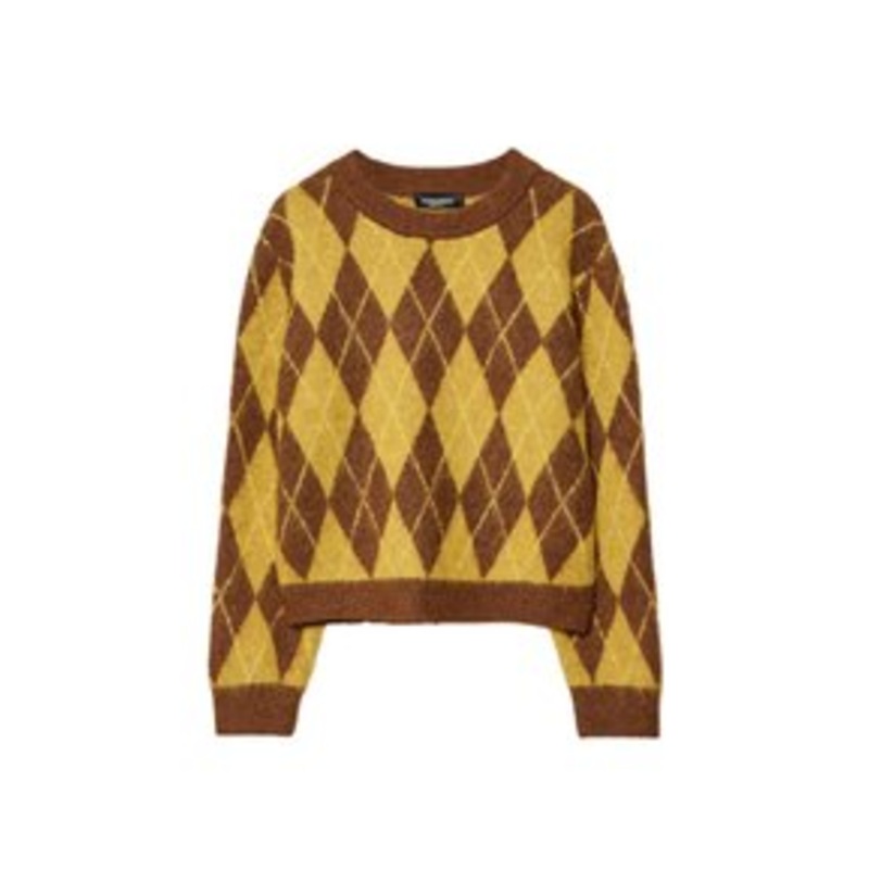 Stradivarius ARGYLE – Strickpullover – camel/braun