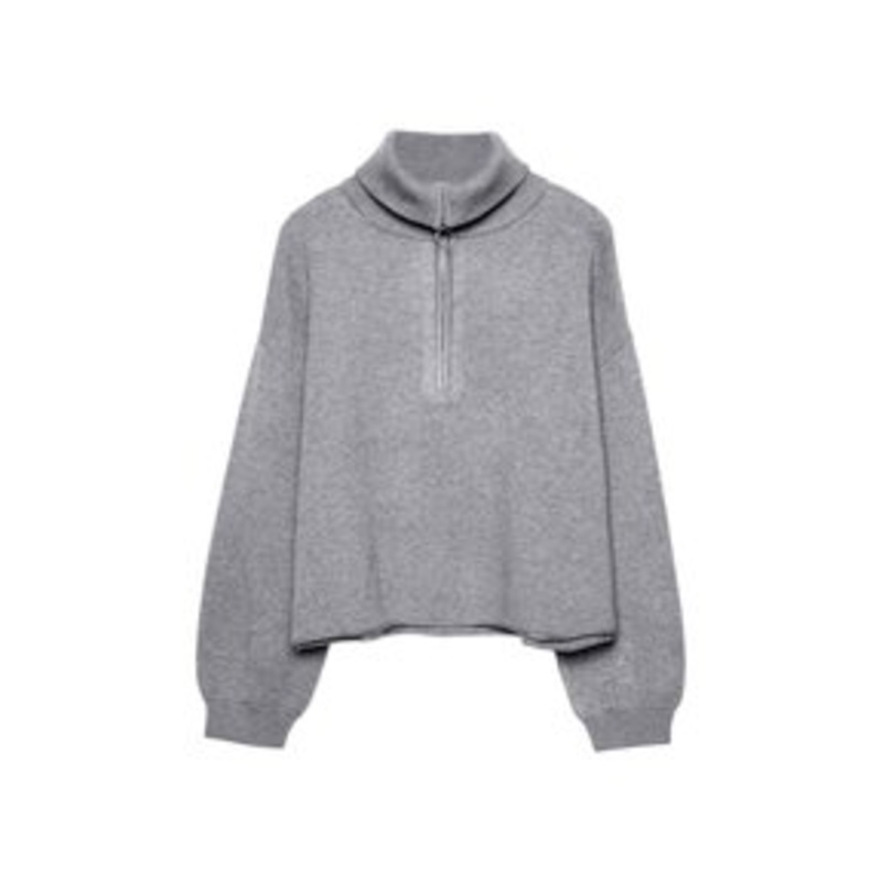 Stradivarius WITH ZIP – Strickpullover – dark grey/dunkelgrau