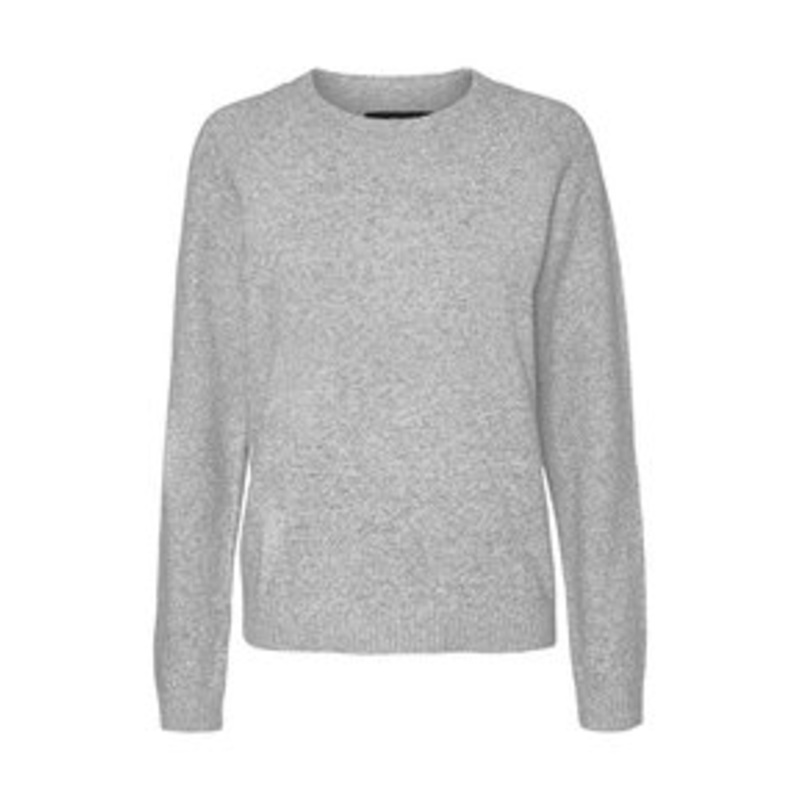 Vero Moda VMDOFFY O-NECK NOOS – Strickpullover – light grey/hellgrau-meliert