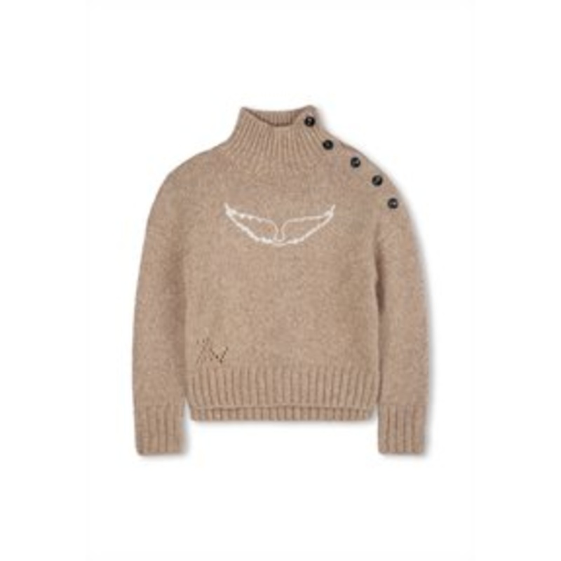 Zadig & Voltaire POLO NECK – Strickpullover – chinabraun/hellbraun