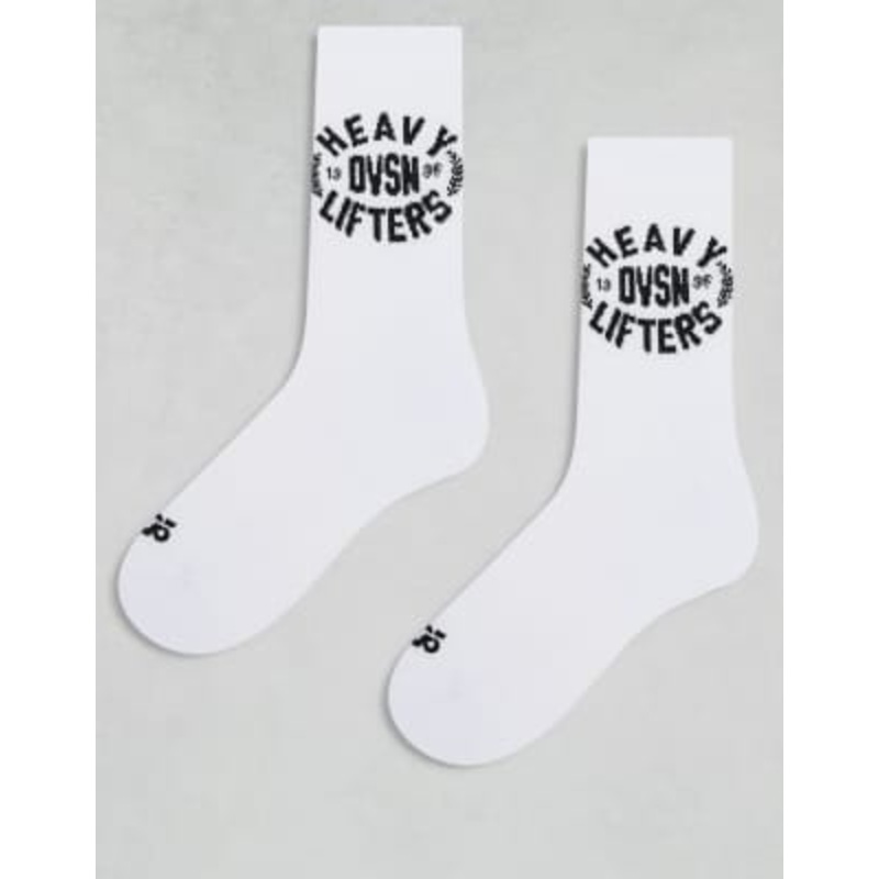 4505 heavy lifters graphic training socks 2 pack in white