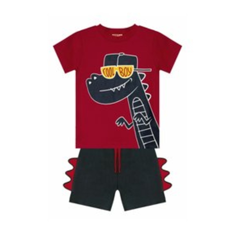 Denokids COOL DINO SET – Stoffhose – dunkelrot