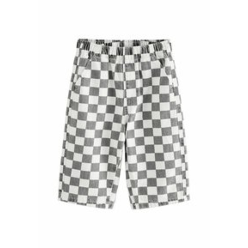 Next REGULAR FIT –  PULL ON WIDE  – Stoffhose – black white checkerboard/schwarz