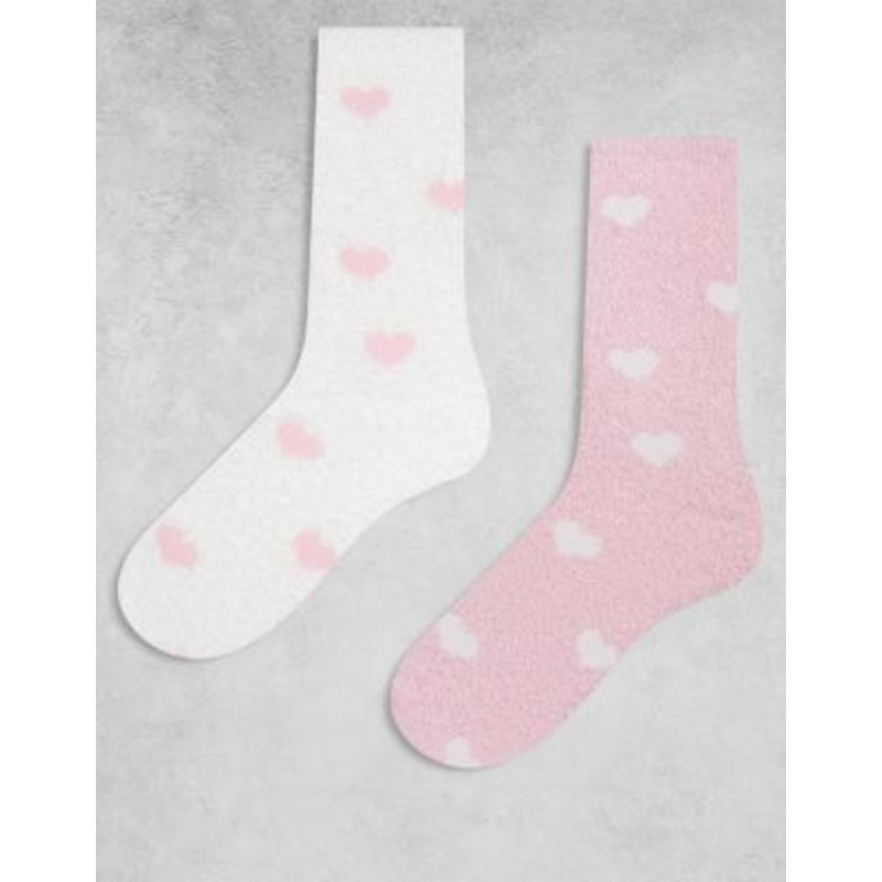 Boux Avenue heart cozy 2pck ankle socks in pink