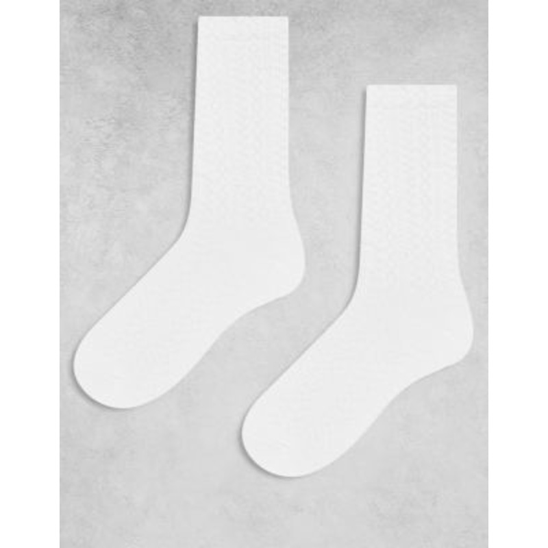 Monki 2 pack pointelle ankle socks in white