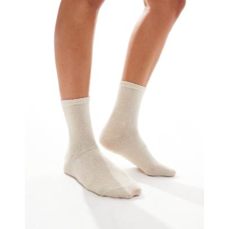 Pieces glitter socks in cream