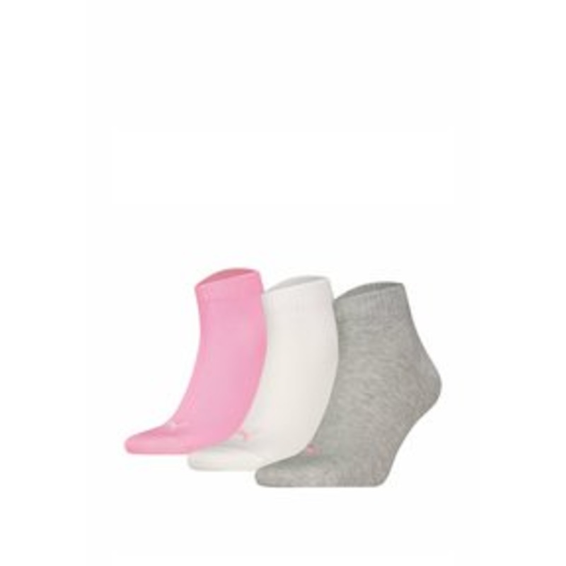 Puma UNISEX QUARTER 3ER PACK – PLAIN LOGO – Socken – grau wei rosa/pink