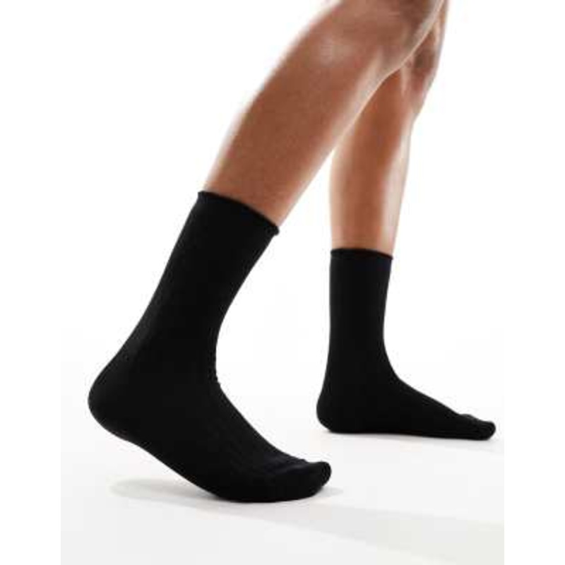 Vero Moda ribbed frill socks in black