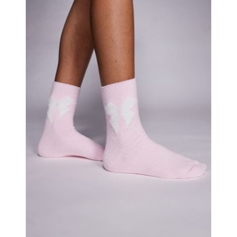 Boux Avenue cozy bow socks in pink