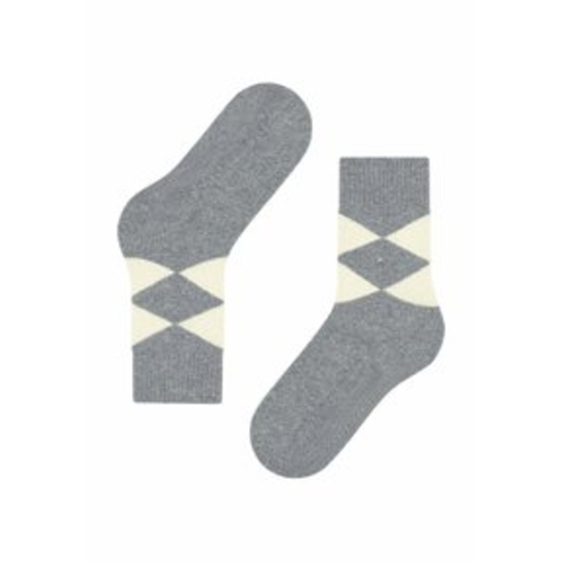 Burlington COSY ARGYLE HAUS – Socken – grey mel/grau-meliert