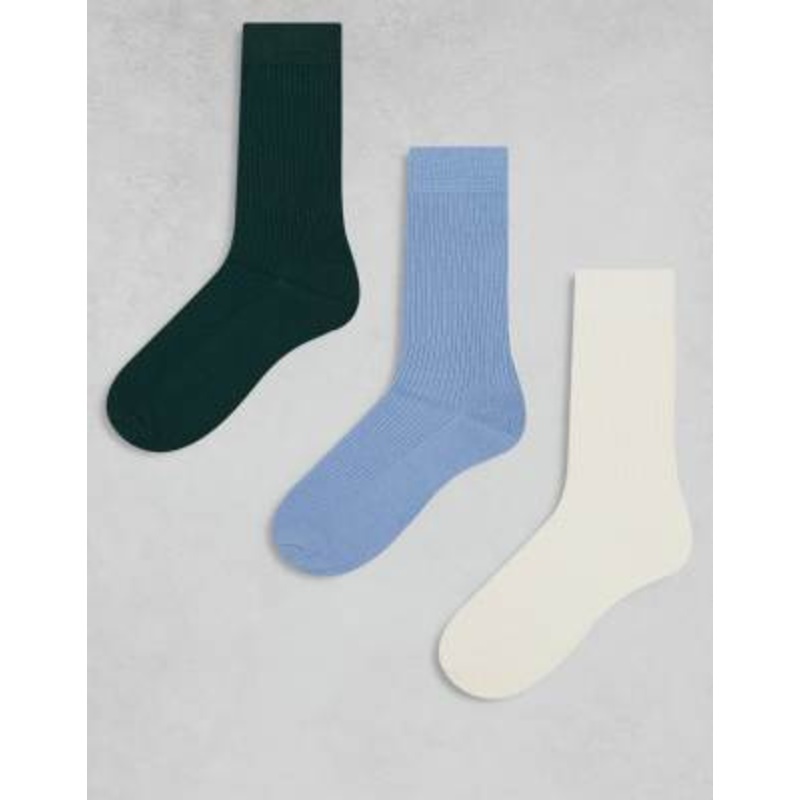 Cotton On 3 pack socks in bone, blue and green