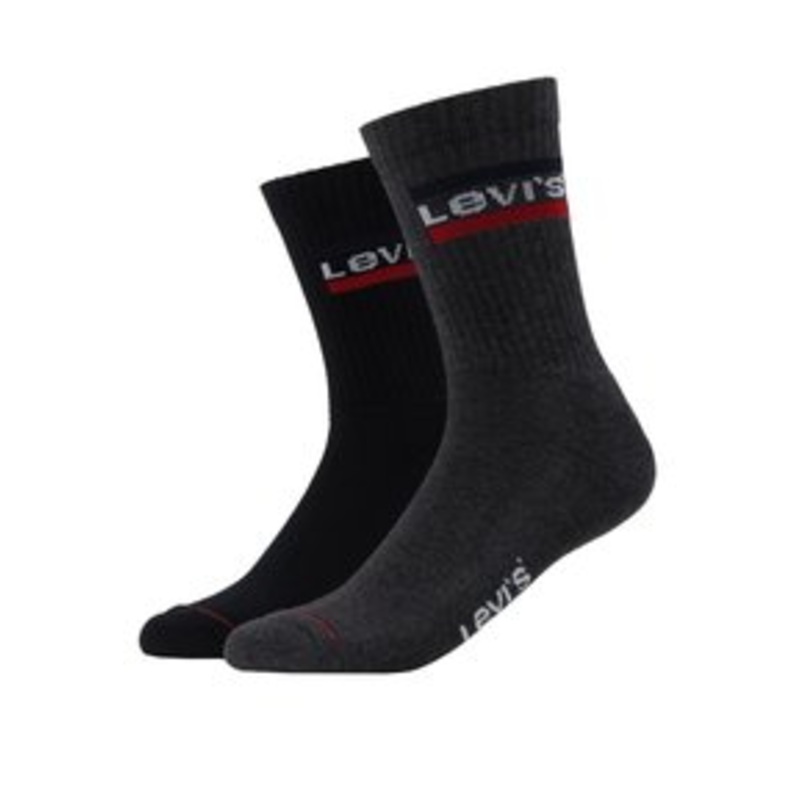 Levi’s REGULAR CUT LOGO 2 PACK – Socken – mid grey/black/schwarz