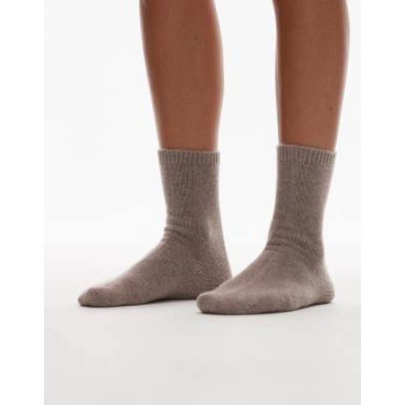 & Other Stories cashmere wool blend socks in dark beige