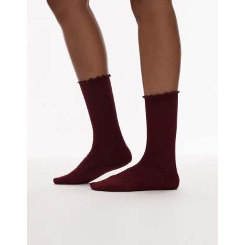 & Other Stories glitter frill socks in burgundy