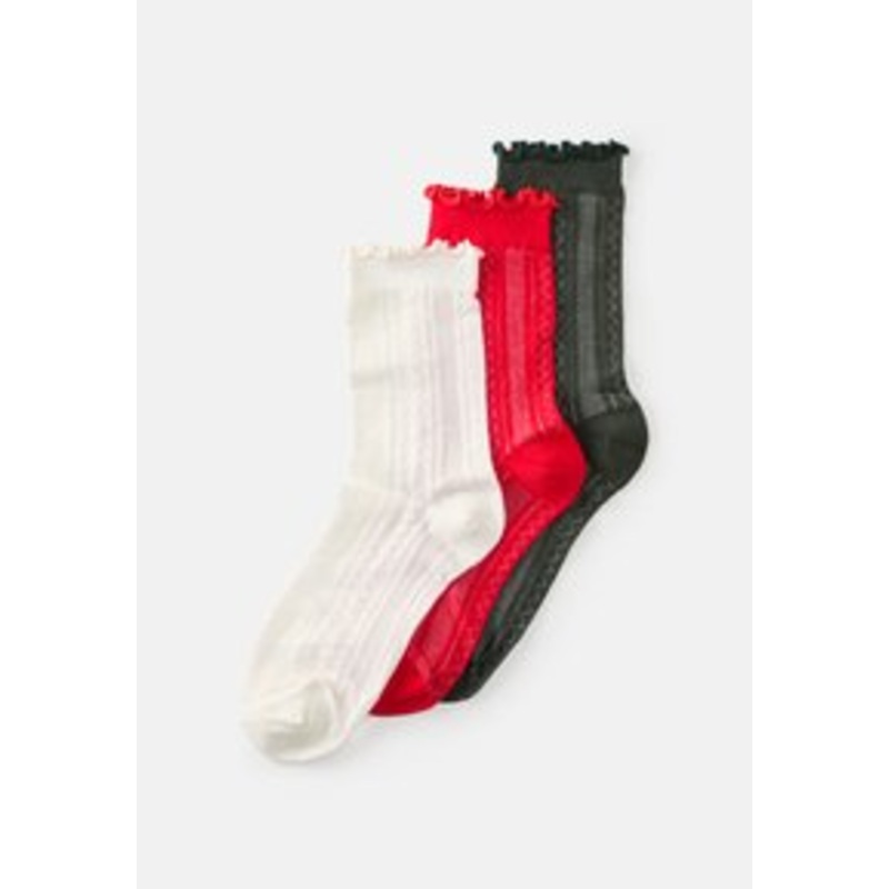 Pieces PCJARA SOCKS 3 PACK – Socken – cloud dancer/darkest spruce/goji berry/offwhite