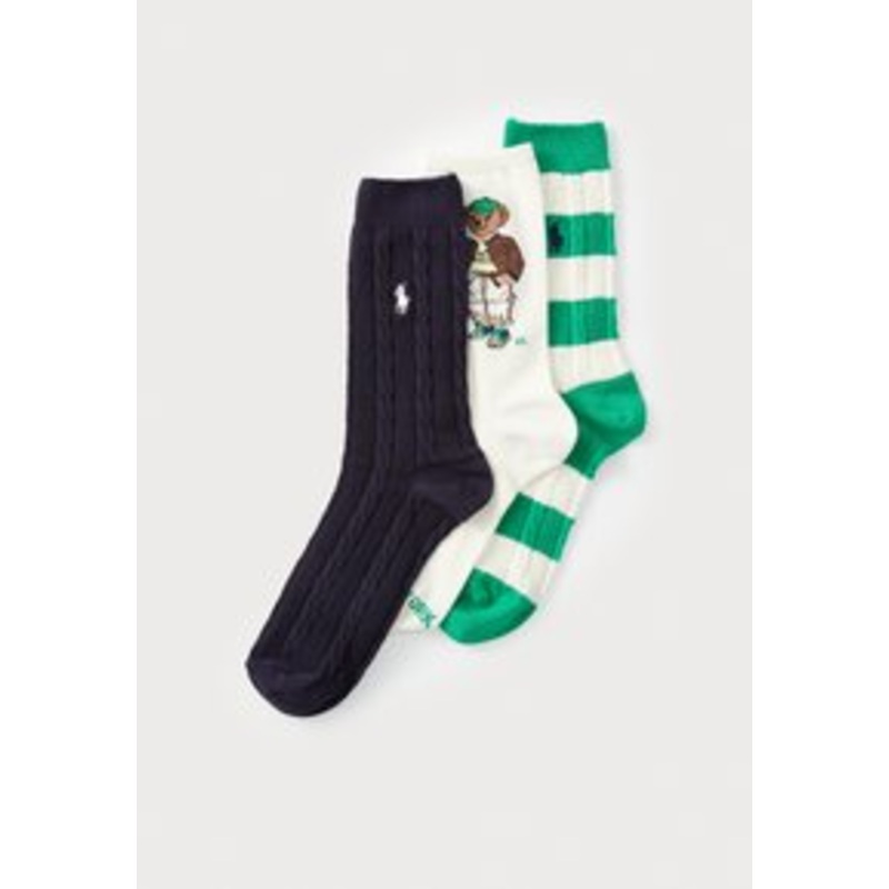Polo Ralph Lauren BEAR CREW SOCK 3 PACK – Socken – green/ivory/navy/mehrfarbig