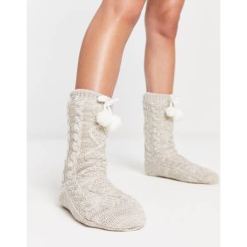 UGG Pom fleece lined socks in stone