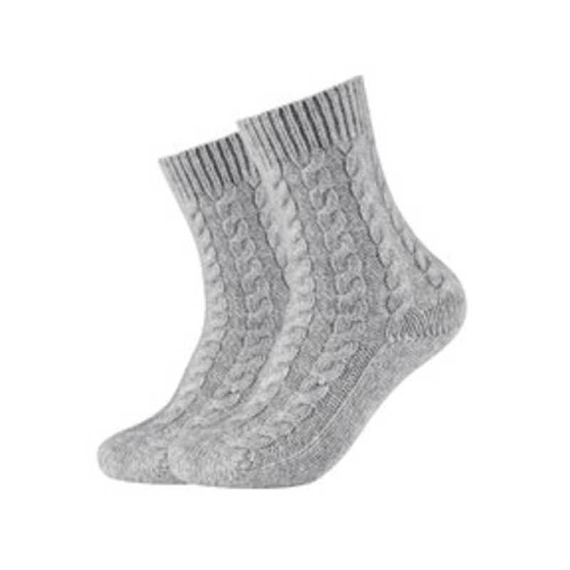 camano ONLINE WOMEN COSY CABLE STITCH SOCKS 2 PACK – Socken – light grey melange/grau