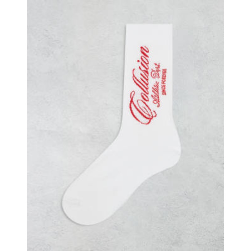 COLLUSION white socks with red print