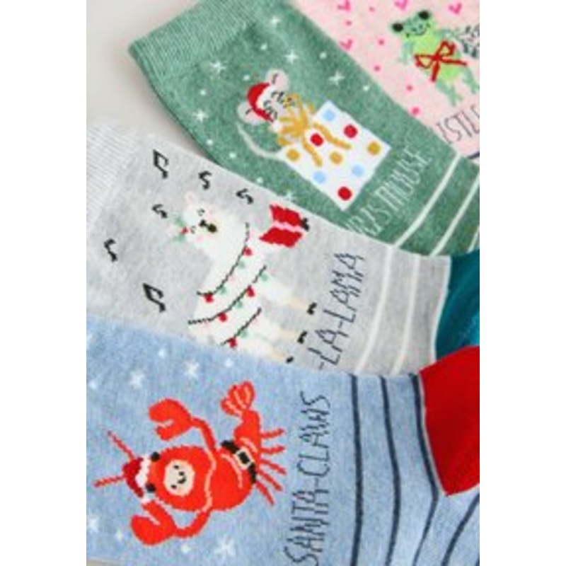 Next ANKLE 4 PACK – Socken – christmas character slogan/pink