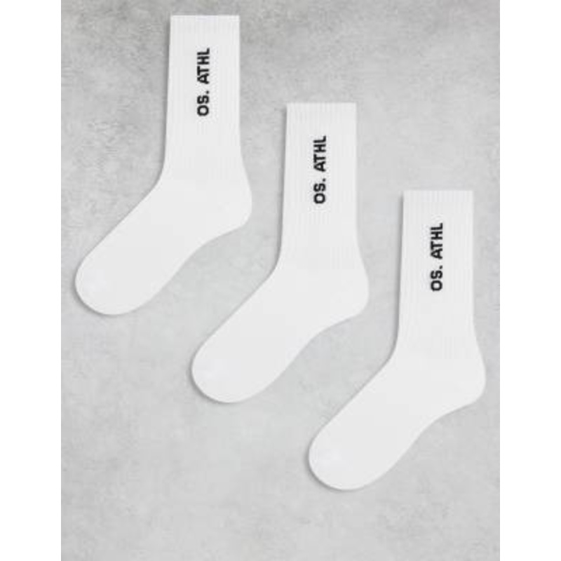 ONLY & SONS 3 pack socks in white with black text