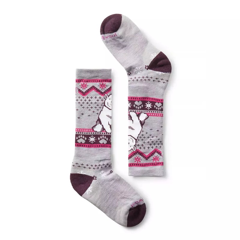 Smartwool Kids’ Wintersport Full Cushion Polar Bear Pattern Over The Calf Socks