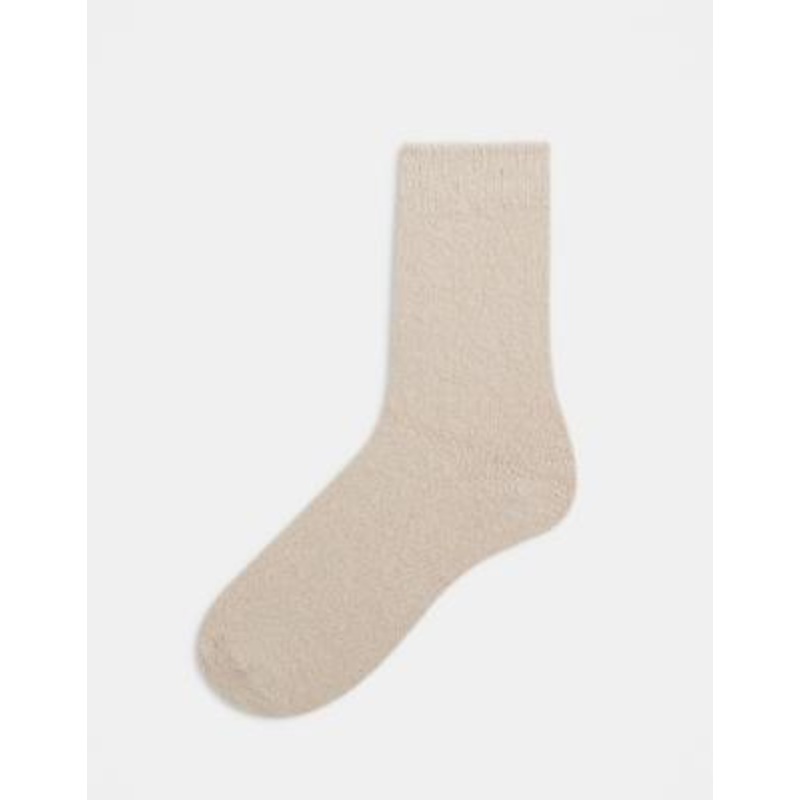Topshop fluffy cozy socks in beige