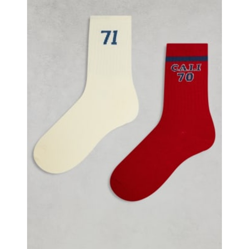 Cotton On 2 pack retro sporty crew socks