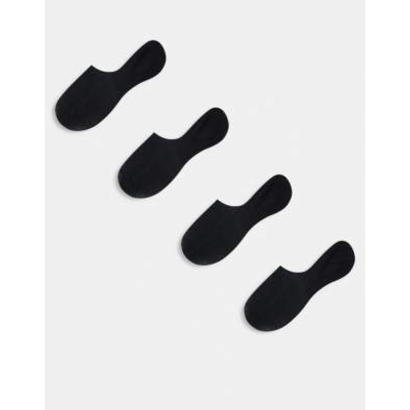 Pieces 4 pack footsie invisible socks in black