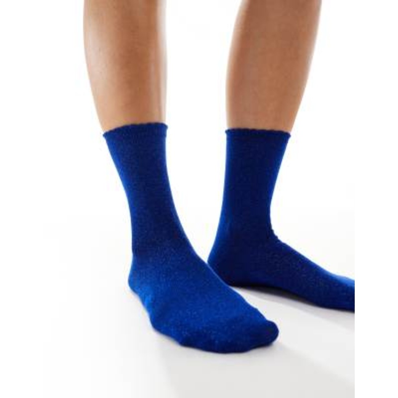 Pieces glitter socks in dark blue