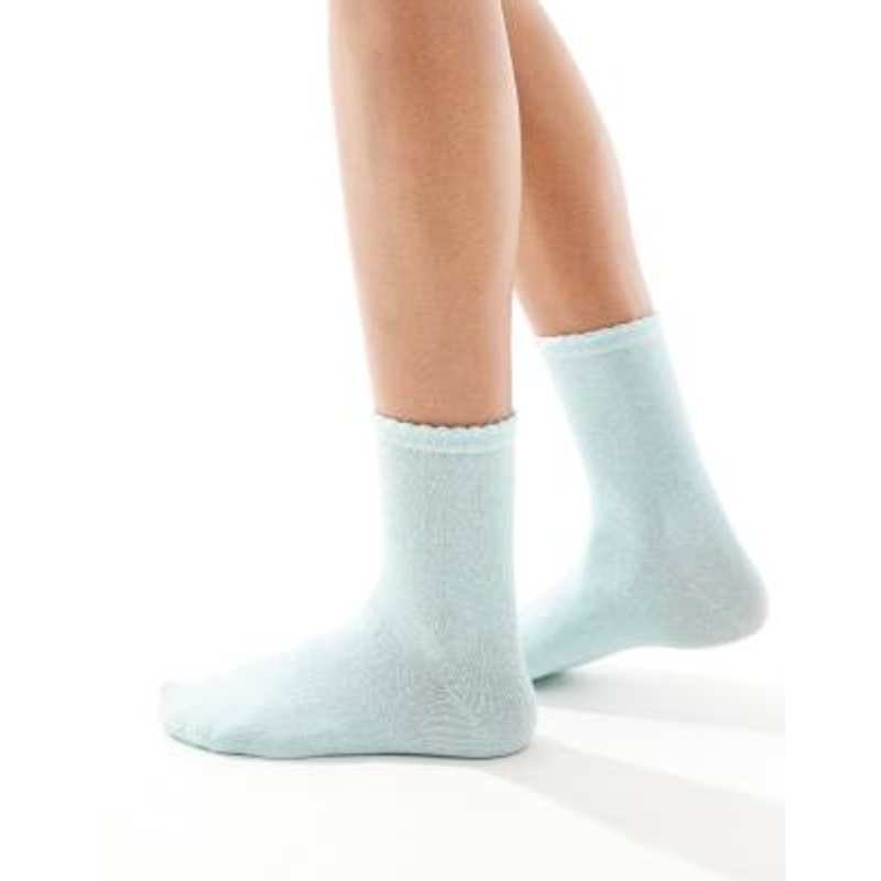 Pieces glitter socks in turquoise