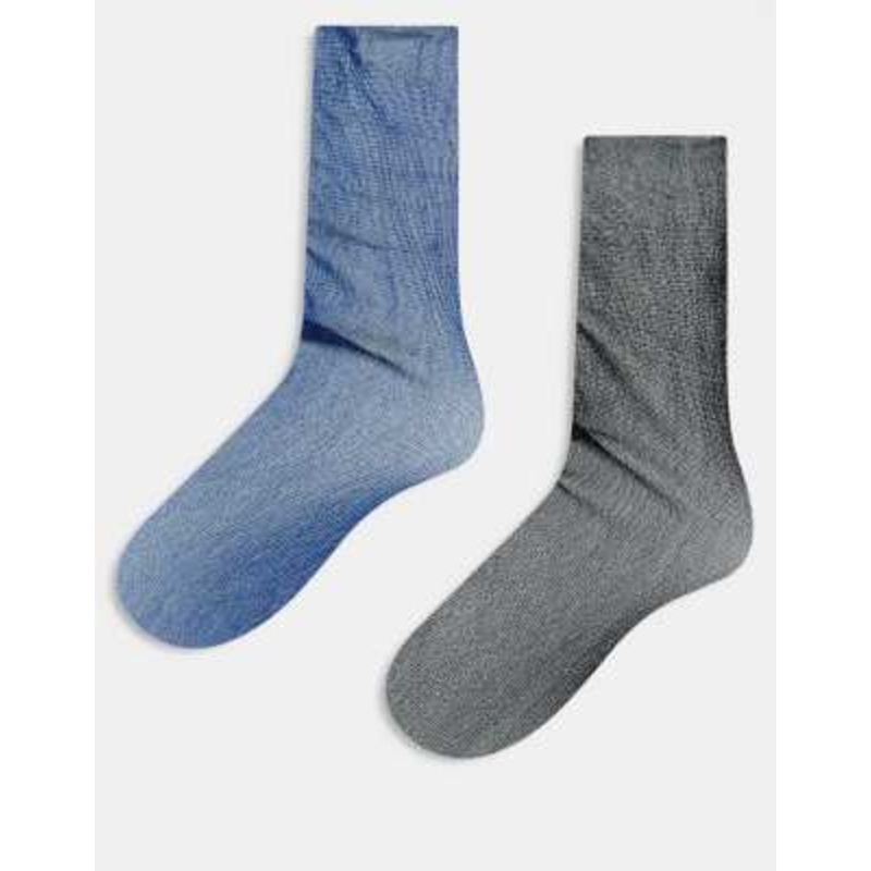 Reclaimed Vintage mesh sparkly socks 2 pack in blue and black