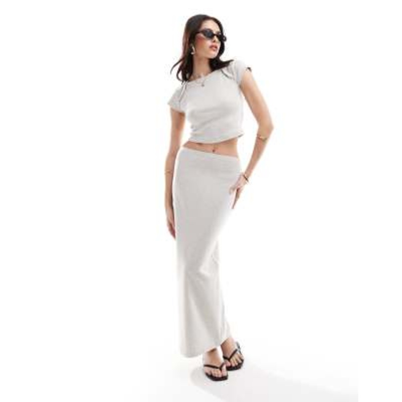 4th & Reckless bodycon maxi skirt in light gray – part of a set