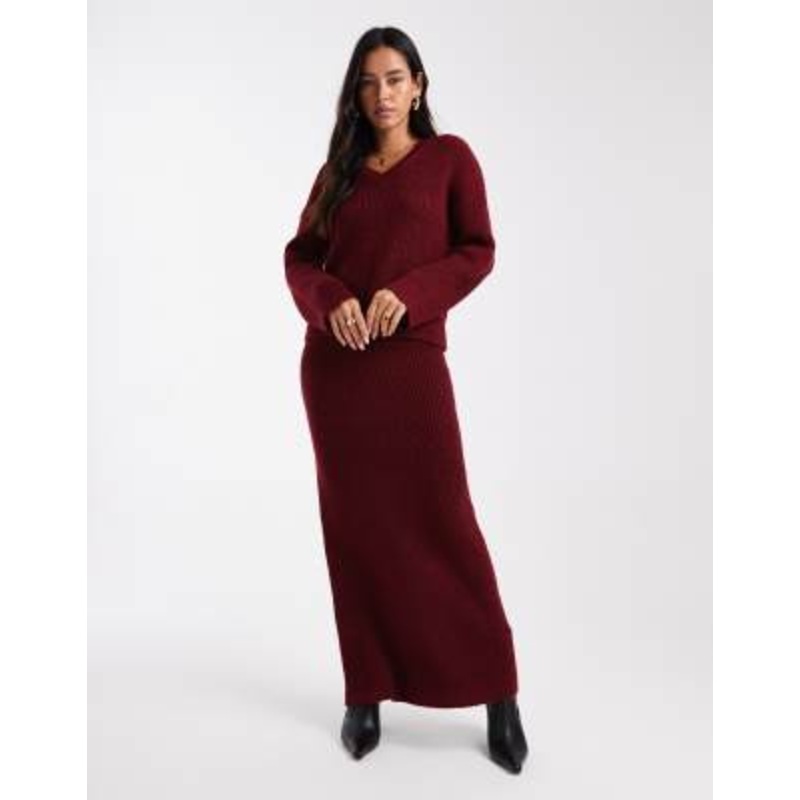 4th & Reckless rib knit maxi skirt in burgundy – part of a set
